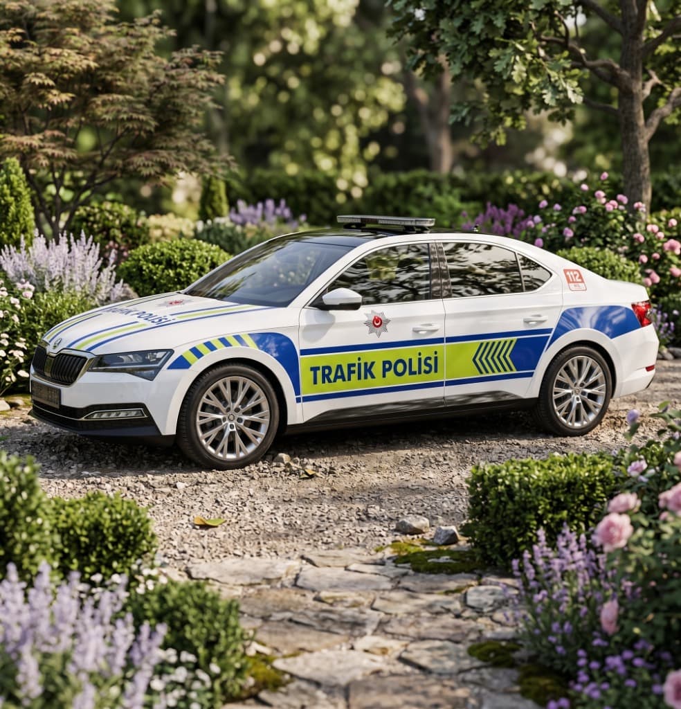 Trafik Polisi Aracı Kaplaması Reflektif Uygulama