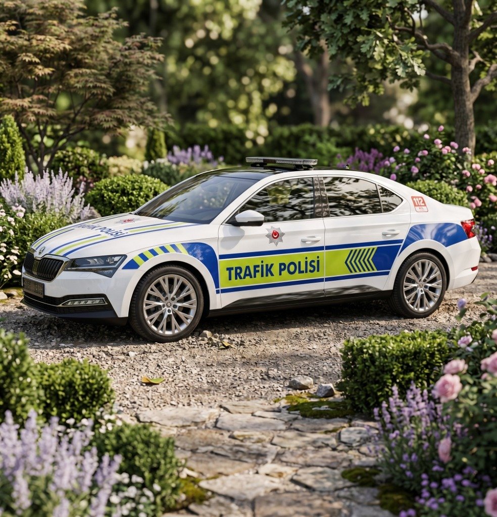 Trafik Polisi Aracı Kaplaması Reflektif Uygulama
